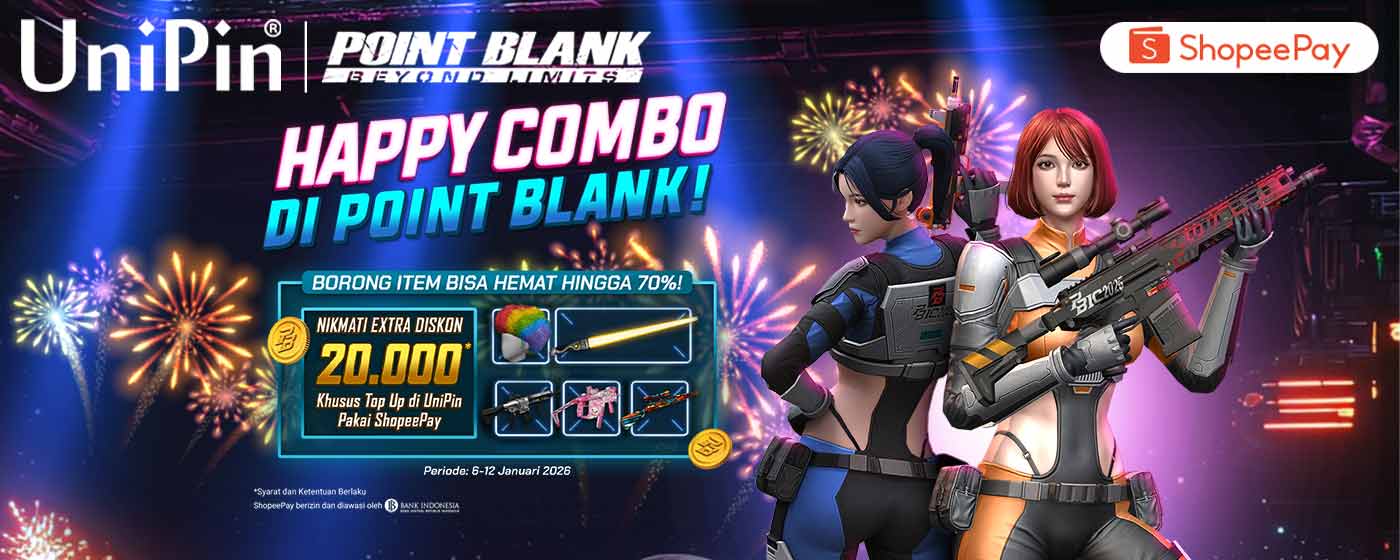 Point Blank Happy Combo 2026 Hadir! Sale Hingga 70% + Diskon Rp20.000 Pakai ShopeePay di UniPin!